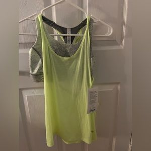 yellowish green lulu lemon tank with built in bra